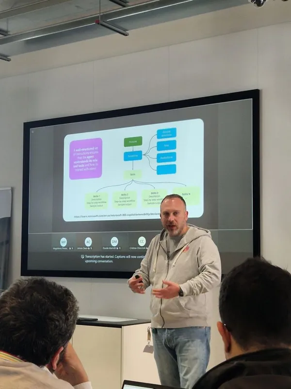 Federico Porceddu speaking at Copilot Developer Camp Milan 2026