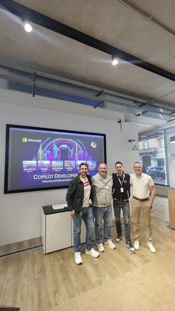 Federico Porceddu with the Copilot Developer Camp team in Milan 2026